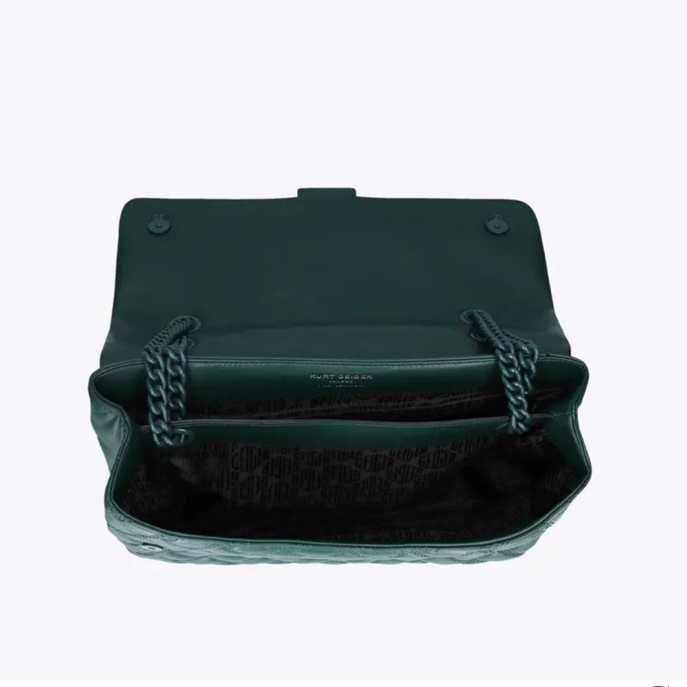 Kurt Geiger Emerald Green Quilted Chain-Handle Shoulder Bag - Picture 10 of 16